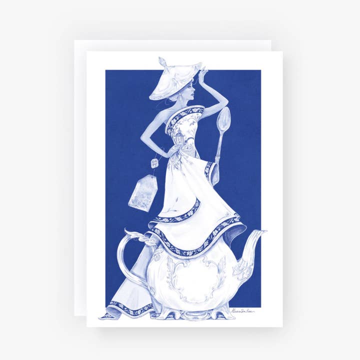 Lady Grey Afternoon Tea Illustrated Greeting Card (5”x7”) for wholesale by Alexandra Rose Illustration