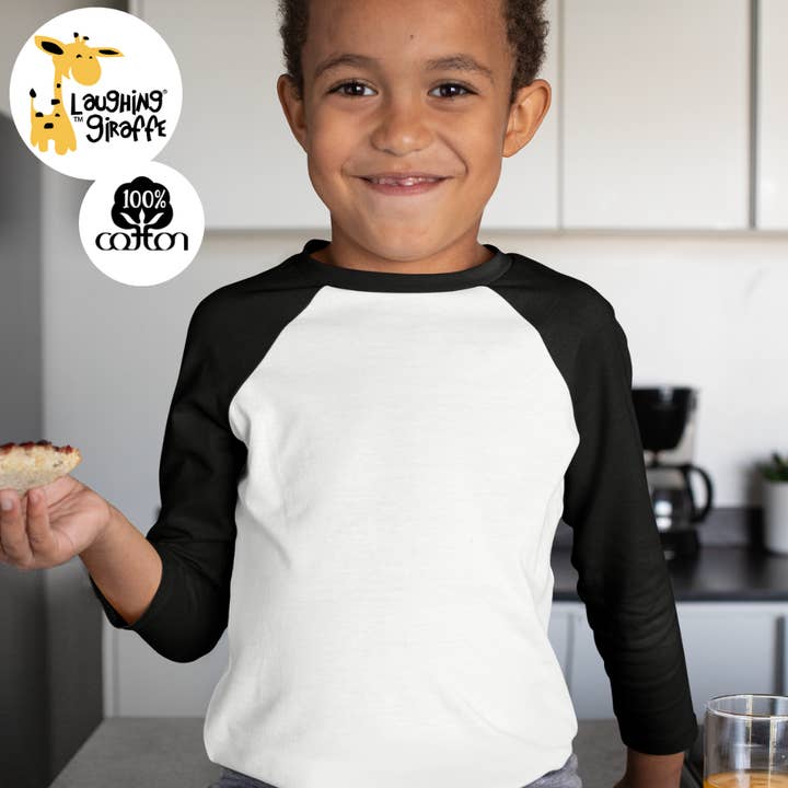 Laughing Giraffe - Wholesale T-Shirt - Kids - Toddler & Kids Unisex Raglan Baseball T-Shirt - Open Sizing
