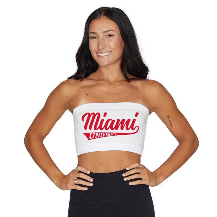 Haut bandeau blanc de l'université de Miami pour la vente par Lojo Collegiate Apparel