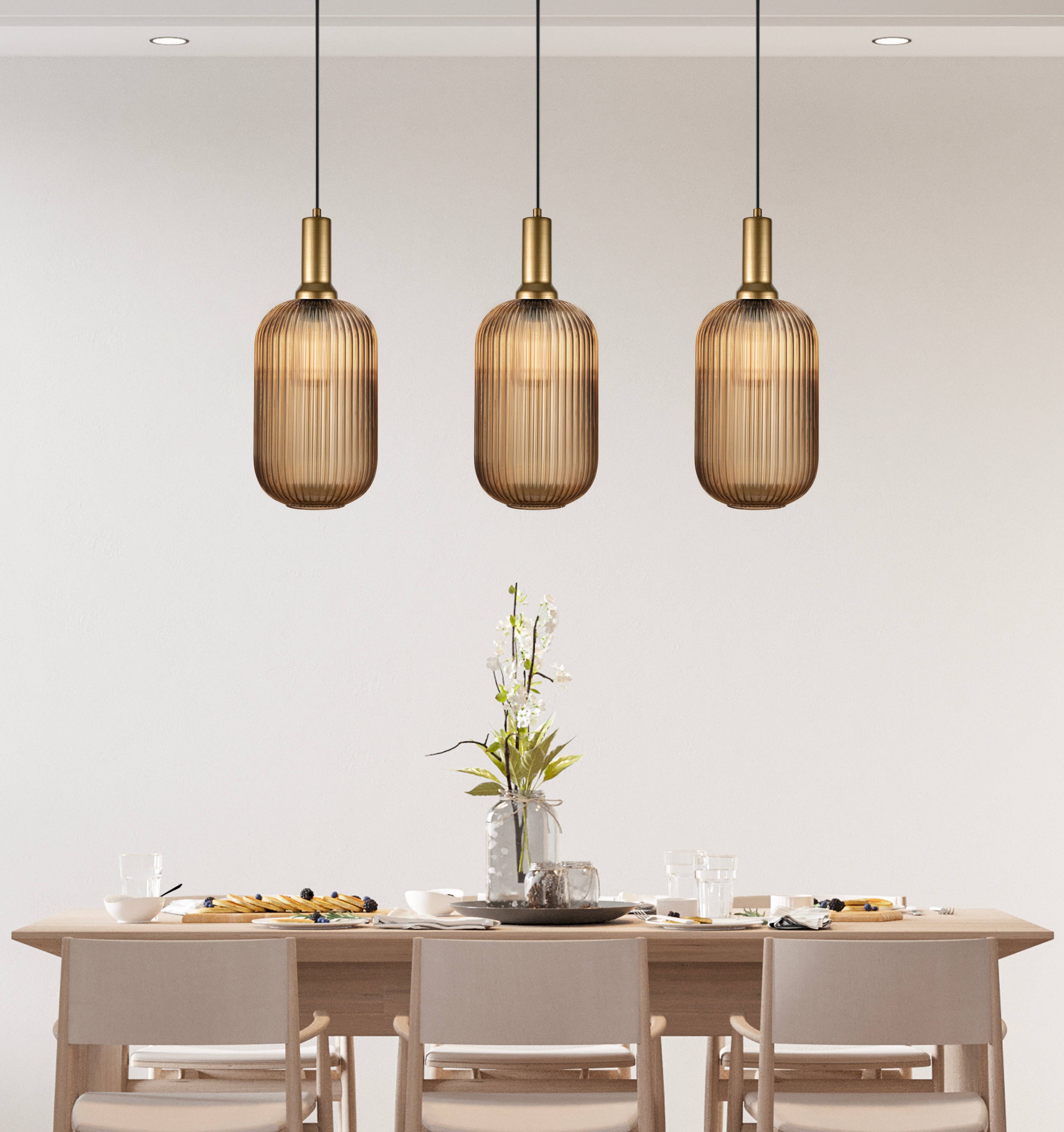 Eclipse Lighting - Wholesale Chandelier/Hanging Light - Linear Canopy Ribbed Glass Clear Multi Pendant Lighting Staircase, Custom Ribbed Glass Pendant Lighting, Multi Lighting for Stairwell Long Chandelier24