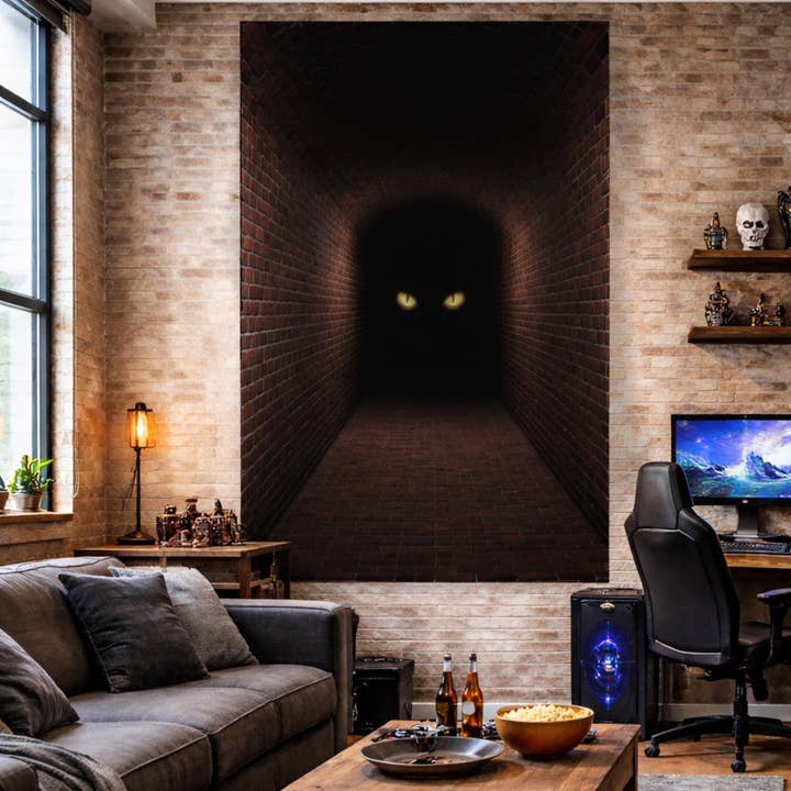 Adesivo de Parede Túnel Misterioso 3D | Mural de Corredor em Tijolo Escuro por atacado de Decords