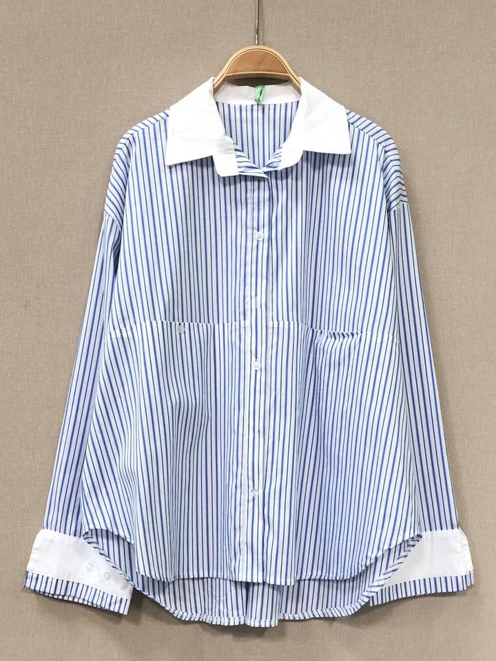 LANGÆRMET SKJORTE OVERSIZE SNIT BOMULD for engroshandel hos SWEET MAGIC MODA Y COMPLEMENTOS