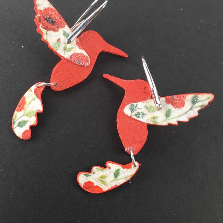 Pipapaper - Wholesale Dangle Earrings - red hummingbird earring1