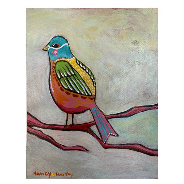 Blåhovedet fugl kunsttryk for engroshandel hos Yellow Dot Artist