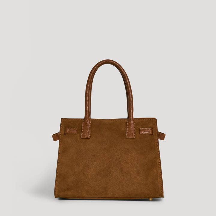 Prestige Milano - Wholesale Tote Bag - Women's - Borsa Grace in camoscio color cuoio e pelle Togo3