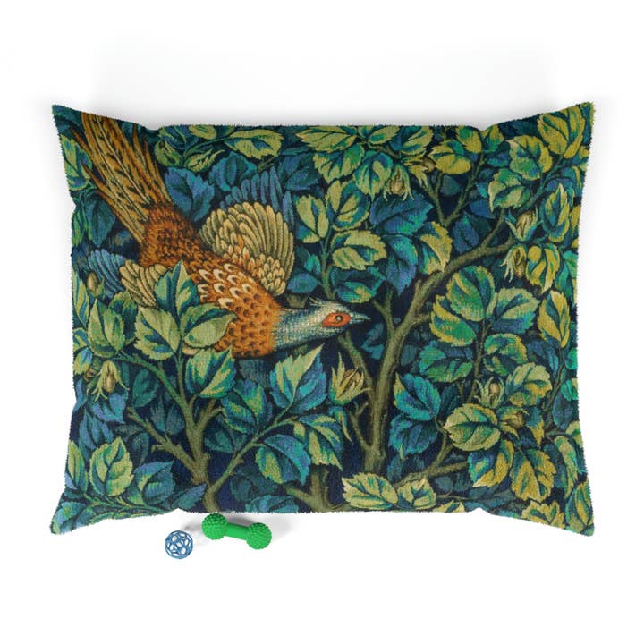 Willy Morris Home Emporium - Wholesale Pet bed – Dog - Dog Bed inspired by William Morris - Pheasant and Squirrel Collection (Pheasant) - Blue5
