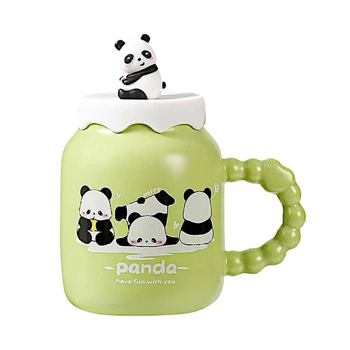 Urban Tokyo - Wholesale Coffee Mug - Playful Panda 14oz Mug With Lid and Spoon (12/36)