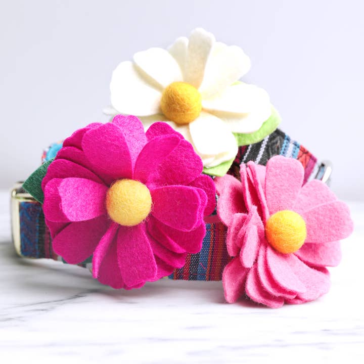 Mimi Green - Wholesale Pet Collar - Dog - Dog Collar Daisy Flower — 26 Colors!