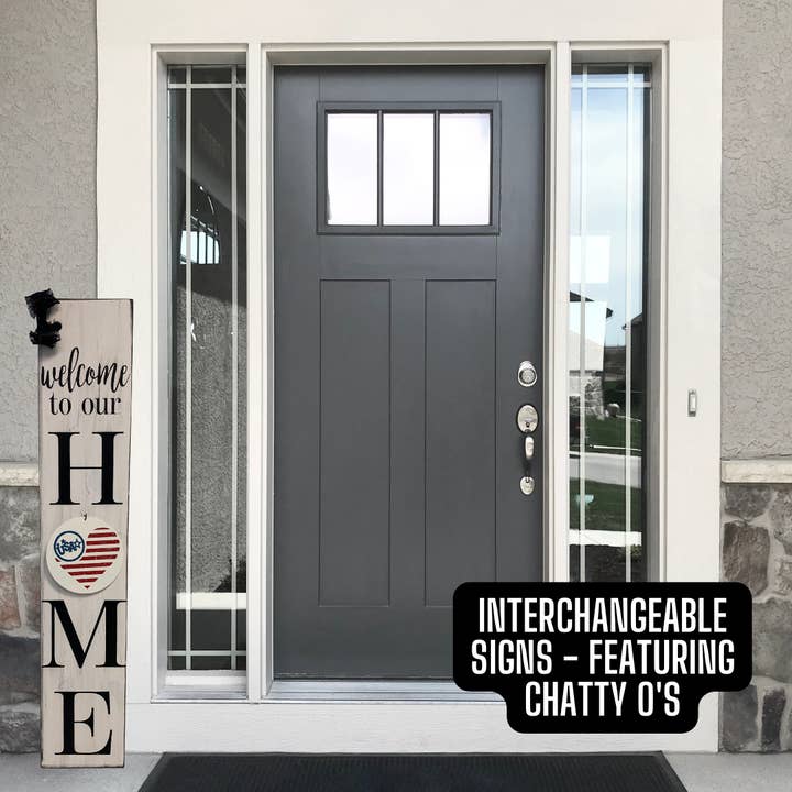 Chatty Timbers Marketplace - Wholesale Outdoor Sign - 4FT Welcome To Our Home Wooden Porch Sign - Interchangeable3