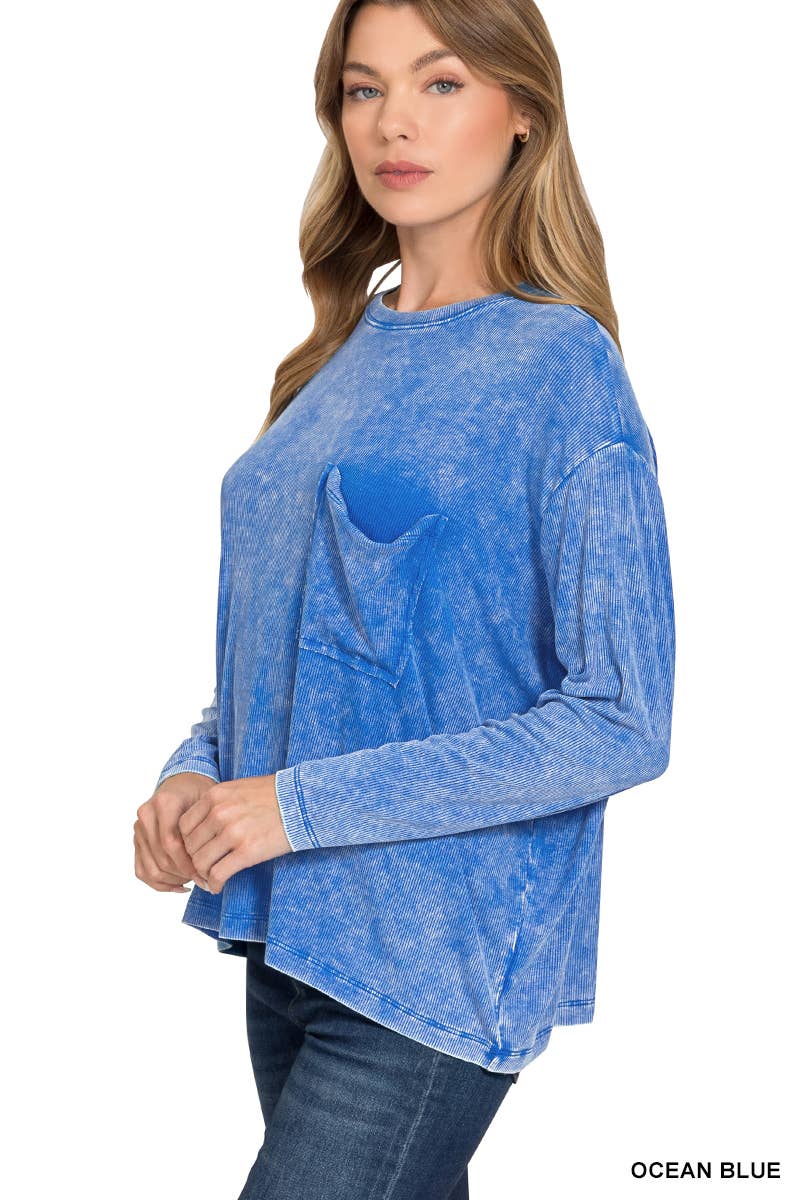 Vanilla Monkey - Vente Haut en maille – femme - Top délavé à manches Dolman et col rond avec poche12