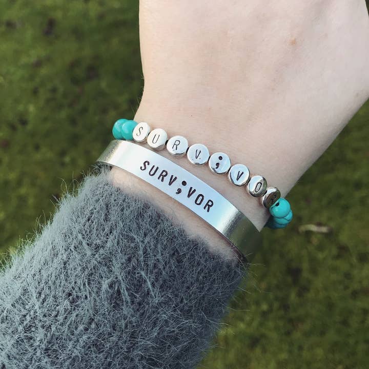 Black Tied - Wholesale Armband met kralen - Surv;vor Kralen Armband | Puntkomma Geestelijke Gezondheid Overlever1