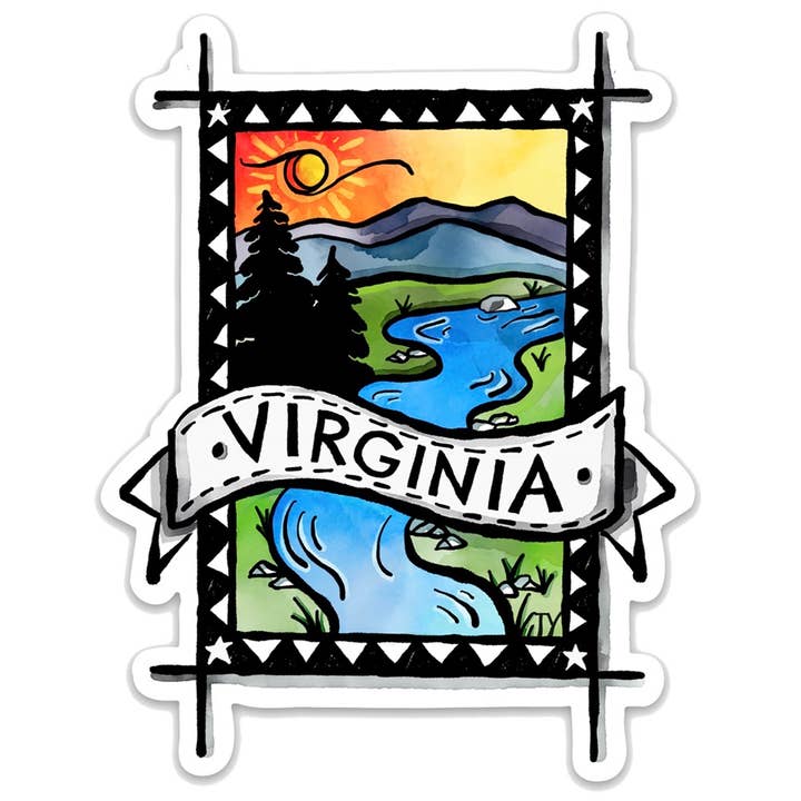 Picture Perfect Virginia Die Cut Sticker for wholesale by Sweetgum Studio