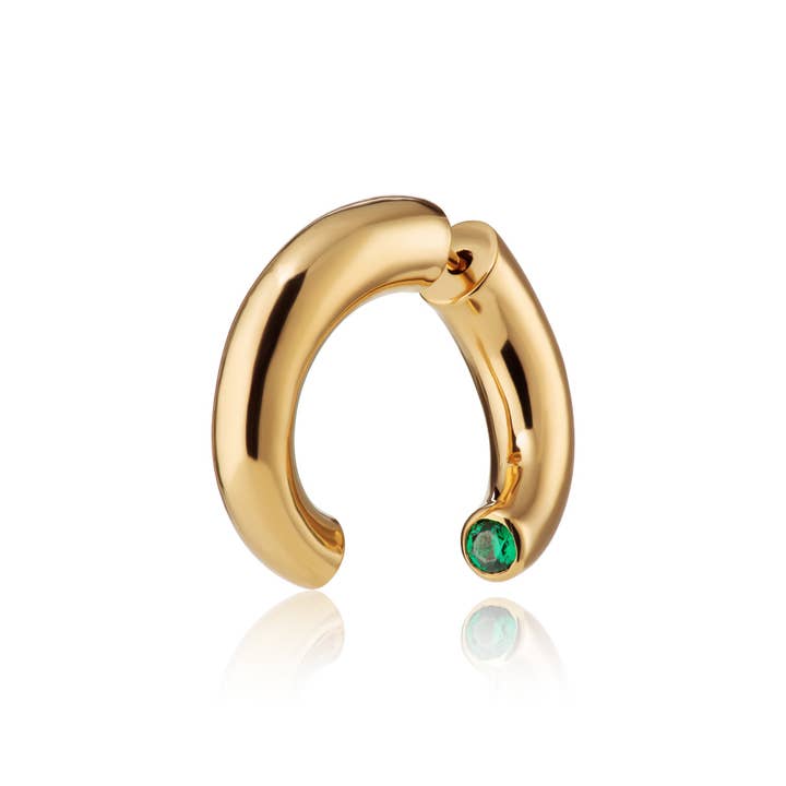 Sparkle Single Split Hoop Earring with Green Stone for wholesale by Scream Pretty - Recycled Sterling Silver Jewellery