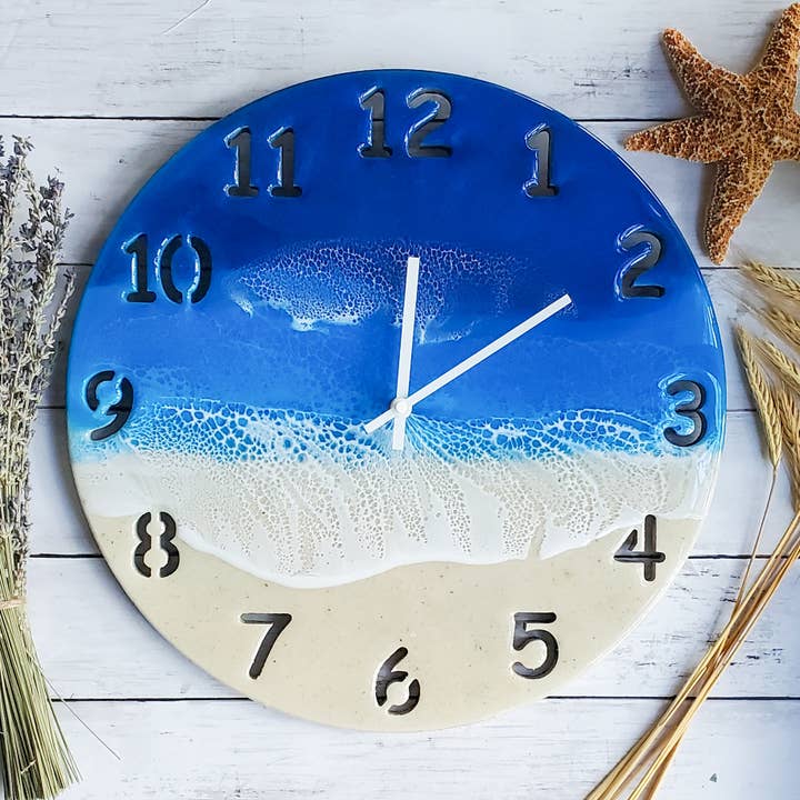 Citrus Waves Art - Wholesale Wall Clock - Beach Clock made with Real Florida Sand