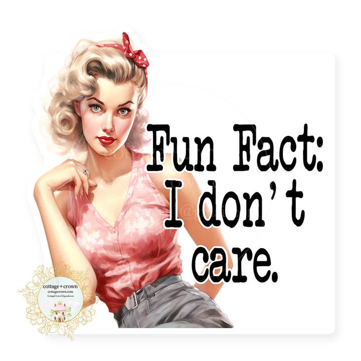 Fun Fact I Don't Care Retro Vinyl Decal Sticker for wholesale by cottage + crown