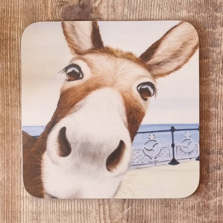 Quadratischer Untersetzer aus Melamin „Donkey Selfie“ für den Großhandel von Lucy's Farm