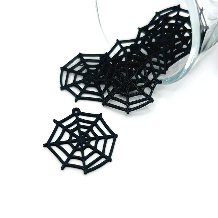 Black Spider Web Charms, 28x29mm for wholesale by Guerrilla Charm