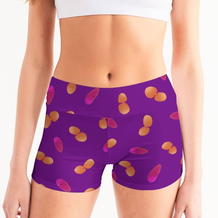 Shells Mid-Rise Yoga Shorts for wholesale by Palet Theory