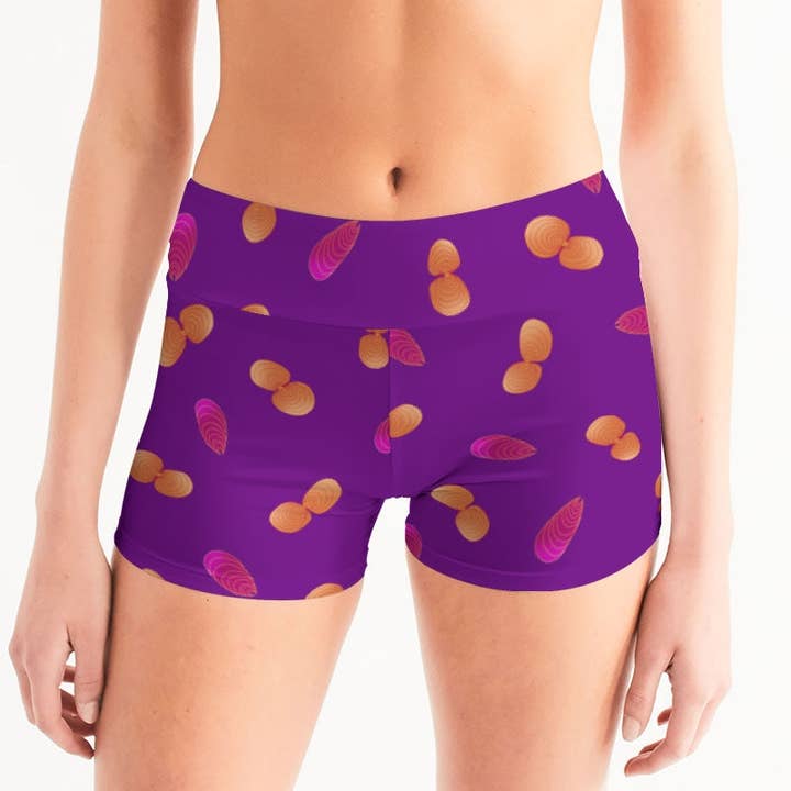 Shells Mid-Rise Yoga Shorts for wholesale by Palet Theory
