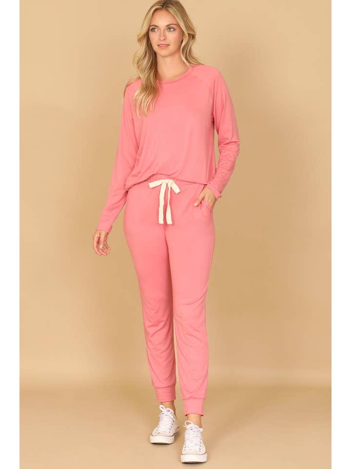 You & Me - Wholesale Lounge Sweatpants/Joggers - Women's - YMP40001V-SOLID LONG SLEEVE TOP AND JOGGERS SET20