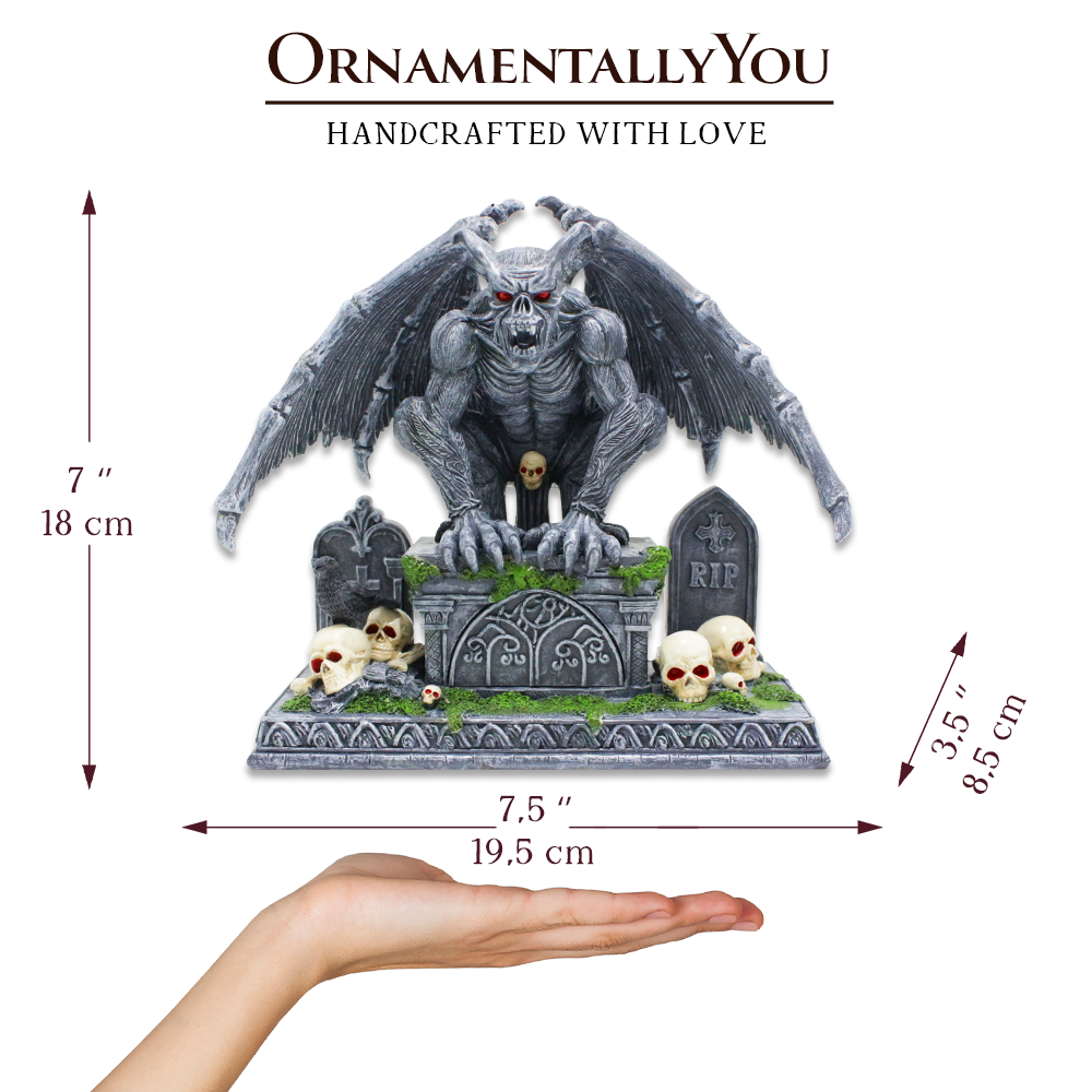 OrnamentallyYou - Wholesale Decorative Figurine - Grave Guardian Gargoyle Figurine, 10" Solar Powered2