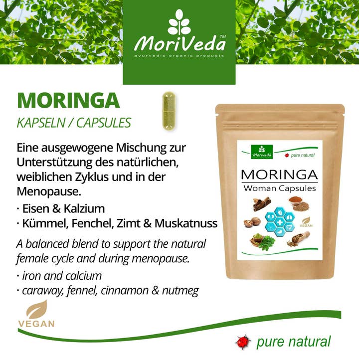 AMTEC Trading GmbH - Vendita all'ingrosso Vitamine/integratori orali - MoriVeda® Moringa Woman Capsule per il ciclo della menopausa 120 pezzi