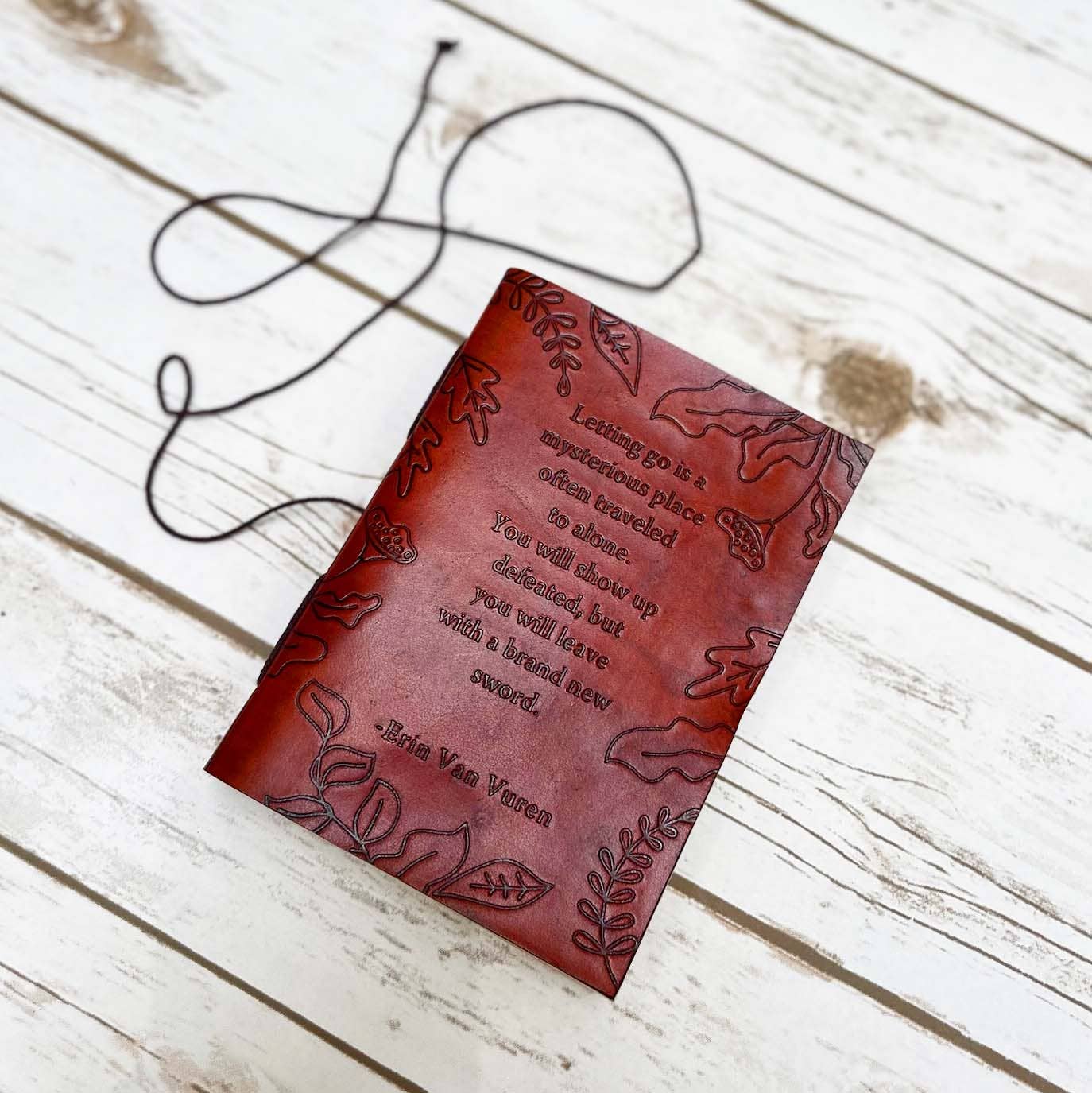 Soothi | Containers Of Creativity - Wholesale Journal/Diary - Erin Van Vuren 'Letting Go" Quote Leather Journal2