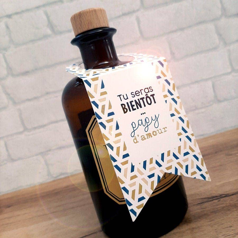 La vie en magenta – Großhandel Geschenkanhänger-Etikett – Schwangerschaftsankündigung Großeltern - Flaschenhals-Etikett3