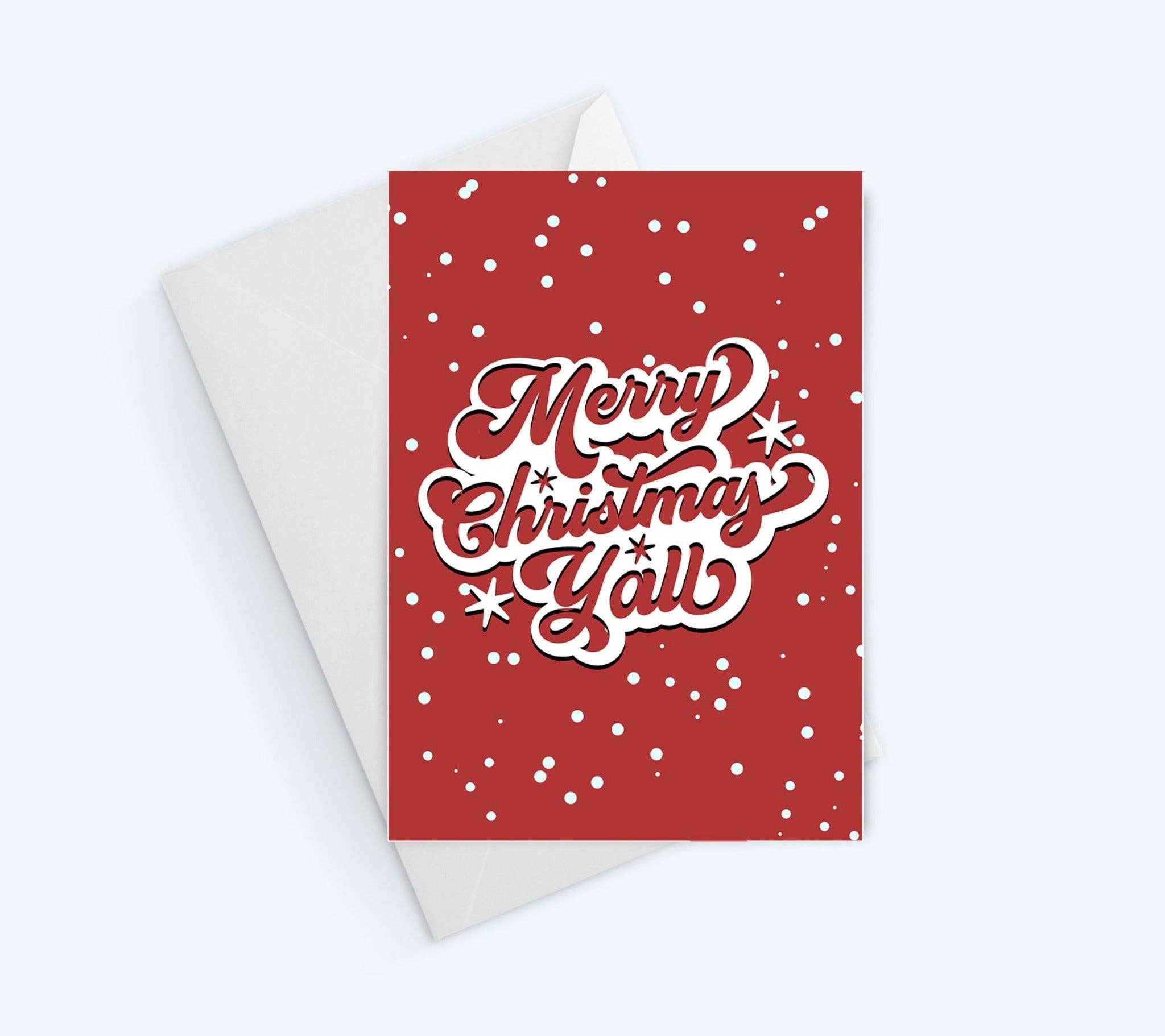 10-pack Merry Christmas Y'all Letterpress Christmas Card Holiday