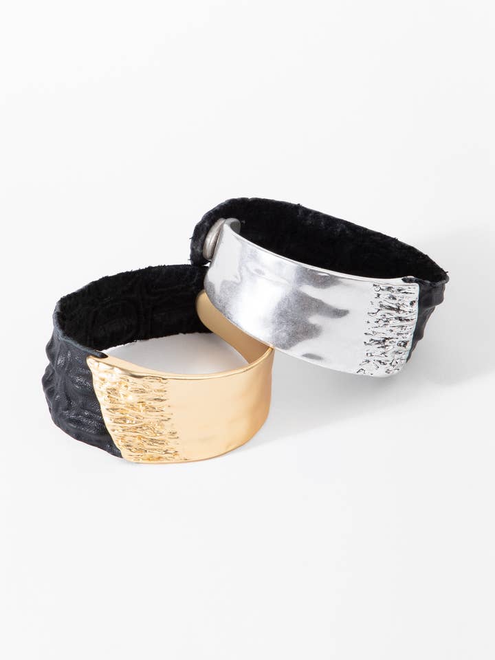 Wild Ways Metal Leather Bracelet for wholesale by SAACHI