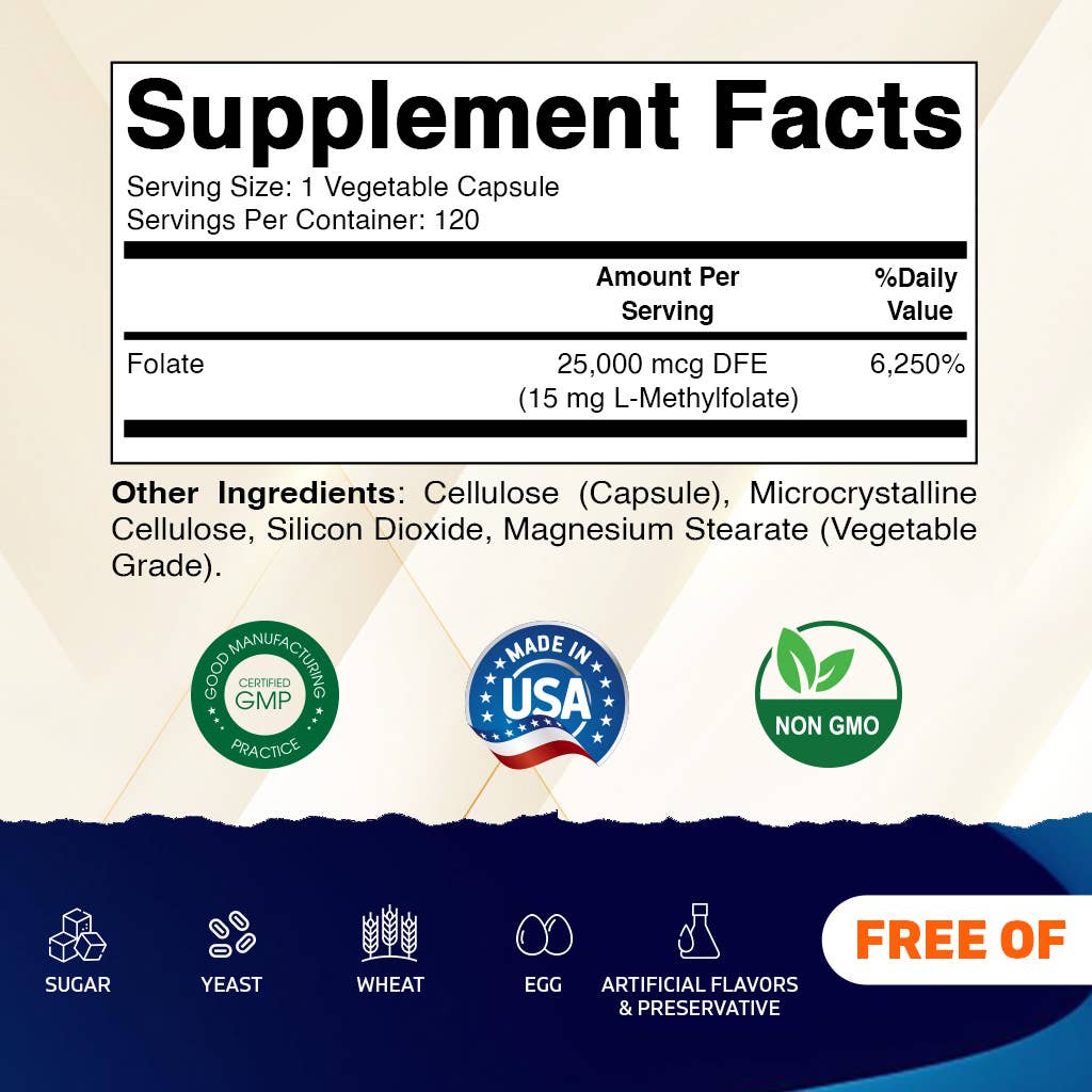 Vitamatic - Wholesale Oral Supplement/Vitamin - Vitamatic Methyl Folate 15mg | 120 Vegetable Capsules1