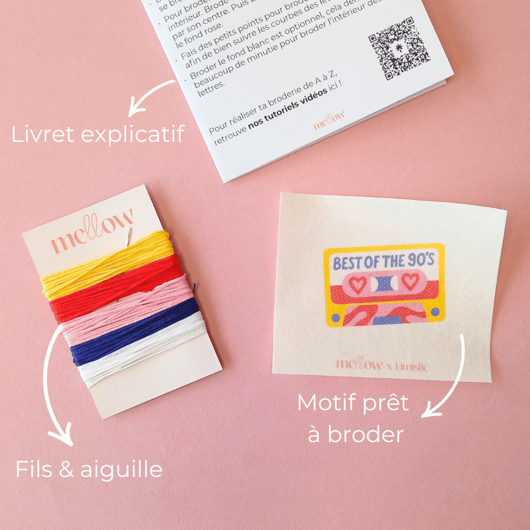 Mellow - Wholesale Craft Sewing Kit - Best of the 90's Mixtape Embroidery Kit by Limistic1