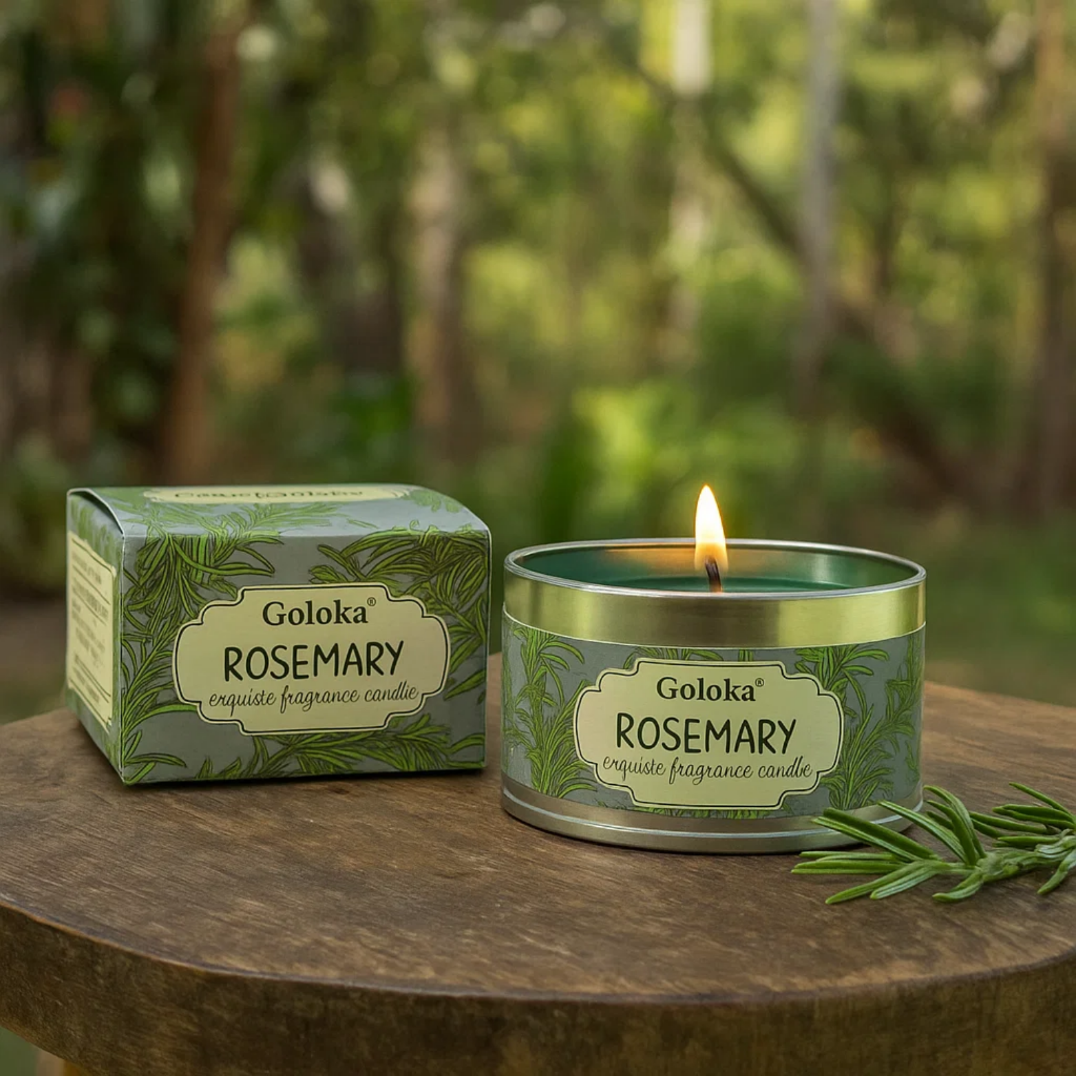 Green Tree - Wholesale Travel Candles - Goloka Rosemary Soya Wax Candle Tin1