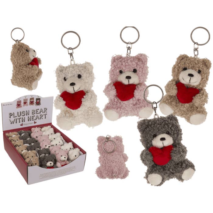 Out of the blue KG - Wholesale Keychain - Kids - Metal keychain, Plush Bear with Heart,