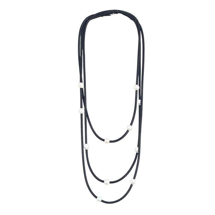 Frank Ideas - Wholesale Beaded/pearl necklace - Rubber and Pearl Necklace, modern design, interesting fashio6