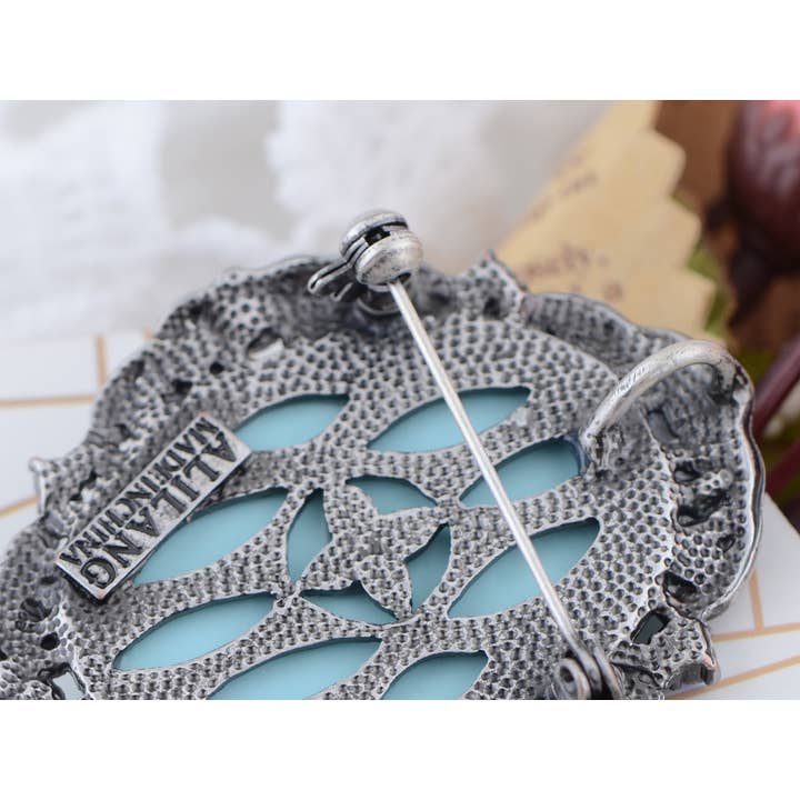 AK Brand - Wholesale Brooch - Vintage Antique Reproduct Rose Pink Flower Cameo Pin Brooch14