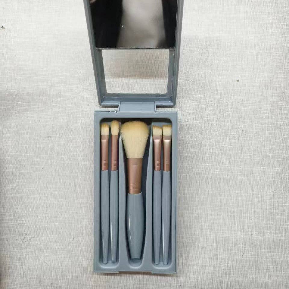 WEST AUSSIE SUPPLIES - Wholesale Make-up brush set - Smoosh - 5-Piece Makeup Brush Set with Mirror, Portable Travel Kit1