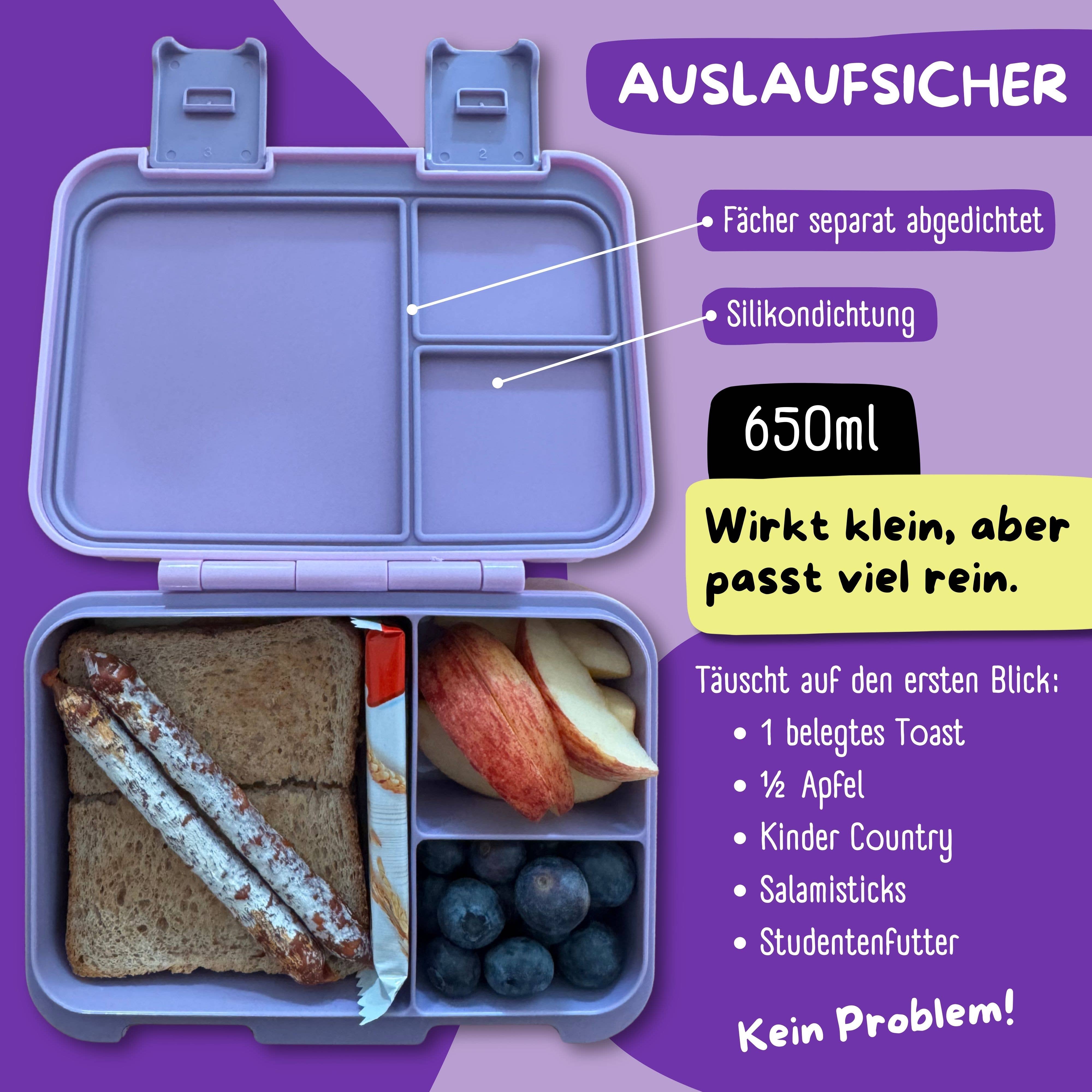 BEARFOOT - Wholesale Lunch Bag/Box - Kids - Lunchbox with compartments, lightweight & leak-proof - Unicorn GLOW3