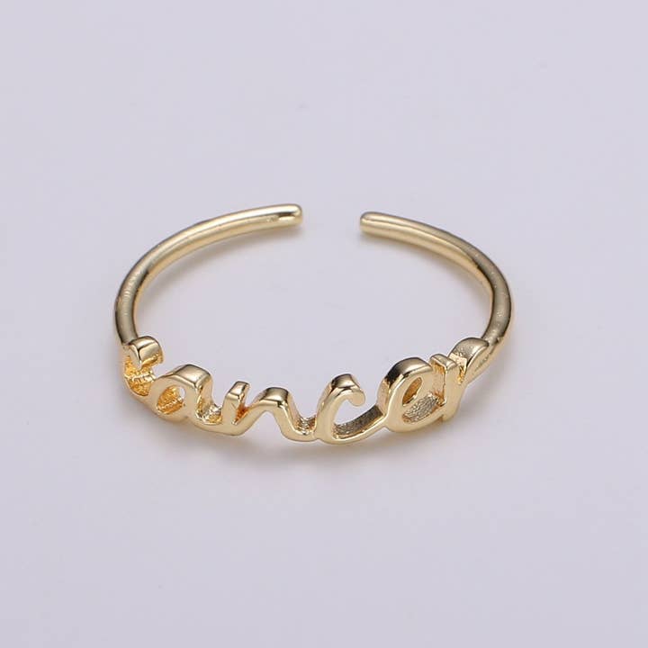 Aim Eternal - Wholesale Band/Stacked Ring - Gold Zodiac Ring Words Gold Ring, Astrology Horoscope Ring Birthday Personalized Gift Open Adjustable Ring for Stacking Ring Midi Ring R-422-R-4339