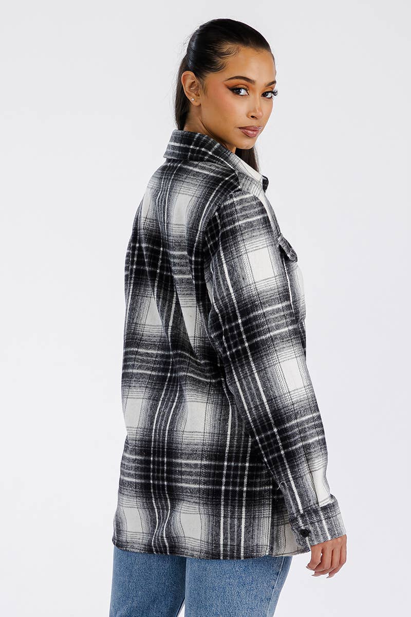 WEIV - Wholesale Shirt Jacket/Shacket - Women's - Boyfriend Oversized Soft Flannel Shacket1
