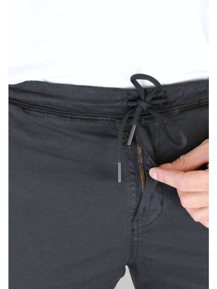 Patadegayo - Wholesale Shorts - Men's - Men's black chino pants with elastic waistband2