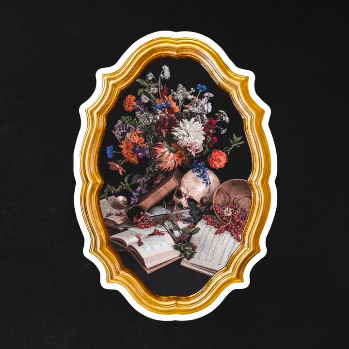 Alyssa Thorne - Wholesale Sticker - Caveat Emptor | Gold Foil Sticker| Dark Floral Still Life0