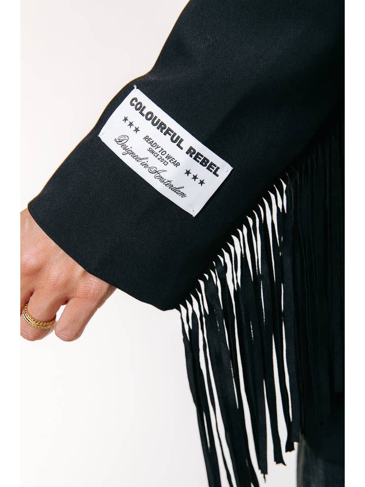 Jesra Fringe Blazer | Black for wholesale on Faire4