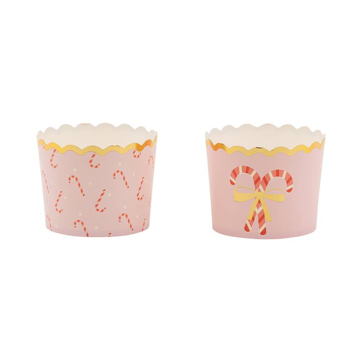 My Mind’s Eye - Wholesale Cupcake/Muffin Liner - PLCC1924 - Foiled Pink Candy Cane Baking Cup 5 oz0