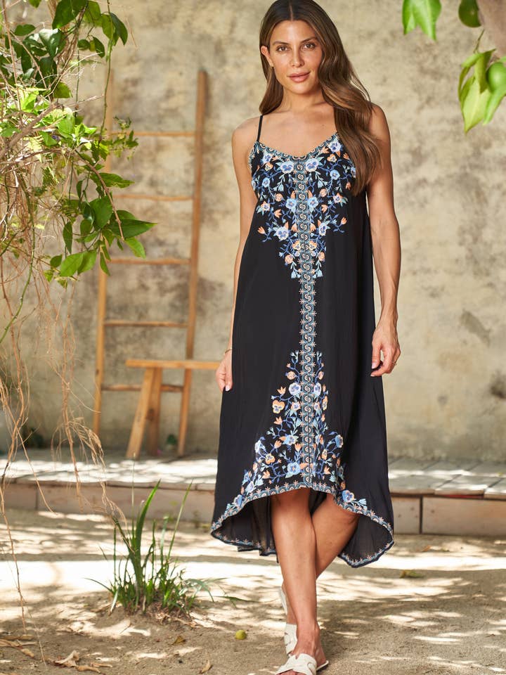 Vestido de Alças Assimétrico em Viscose Tecido 4021-MAD por atacado de Paparazzi