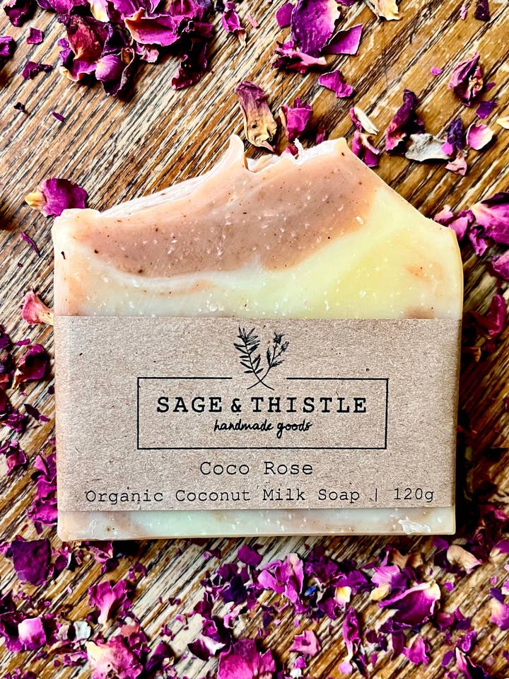 Coco Rose Organic Coconut Milk Soap for wholesale by Sage & Thistle Handmade Goods