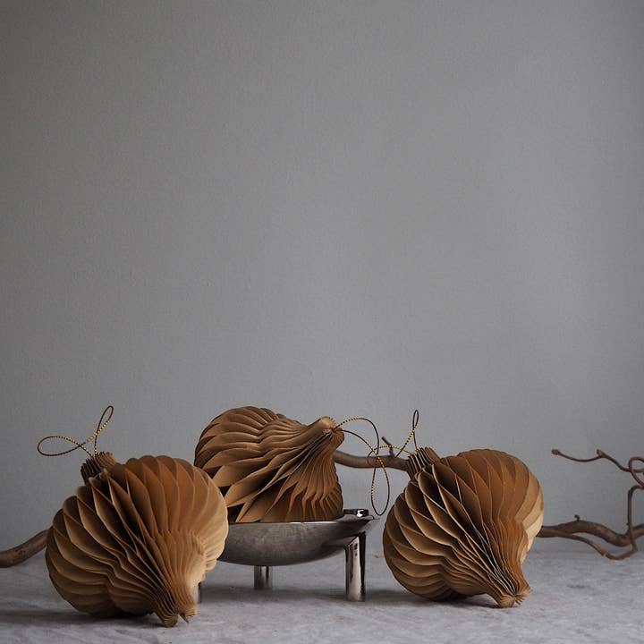 Tan Lantern Shaped Paper Christmas Decor for wholesale by So At Nature