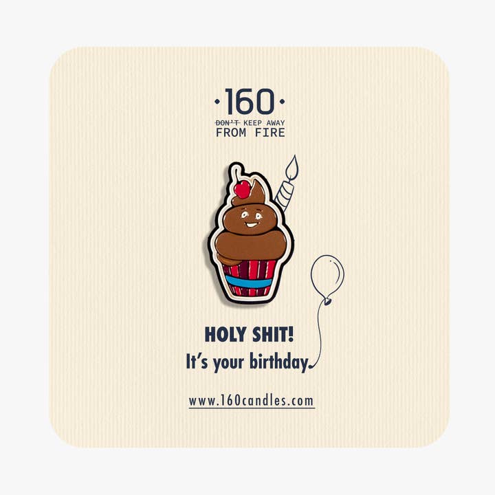 Holy Shit Enamel Pin Greeting Card for wholesale by 160candles.com