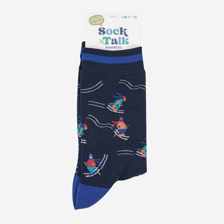 Sock Talk - Wholesale Socks - Men's - Men's Bamboo Socks - Navy Blue, Skiing3