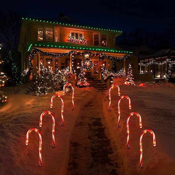 Perfect Holiday - Wholesale Christmas Decoration - 5PK 45L MICRODOT LIGHT CANDY CANE LAWN STAKES INDOOR/OUTDOOR2